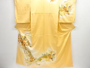 橋に菊模様刺繍訪問着